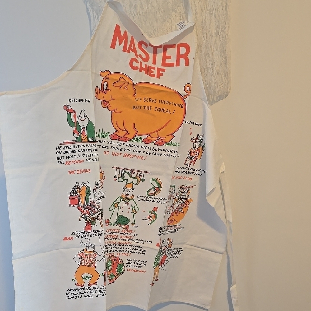 Vintage 60's Master Chef Apon with Comical Quips